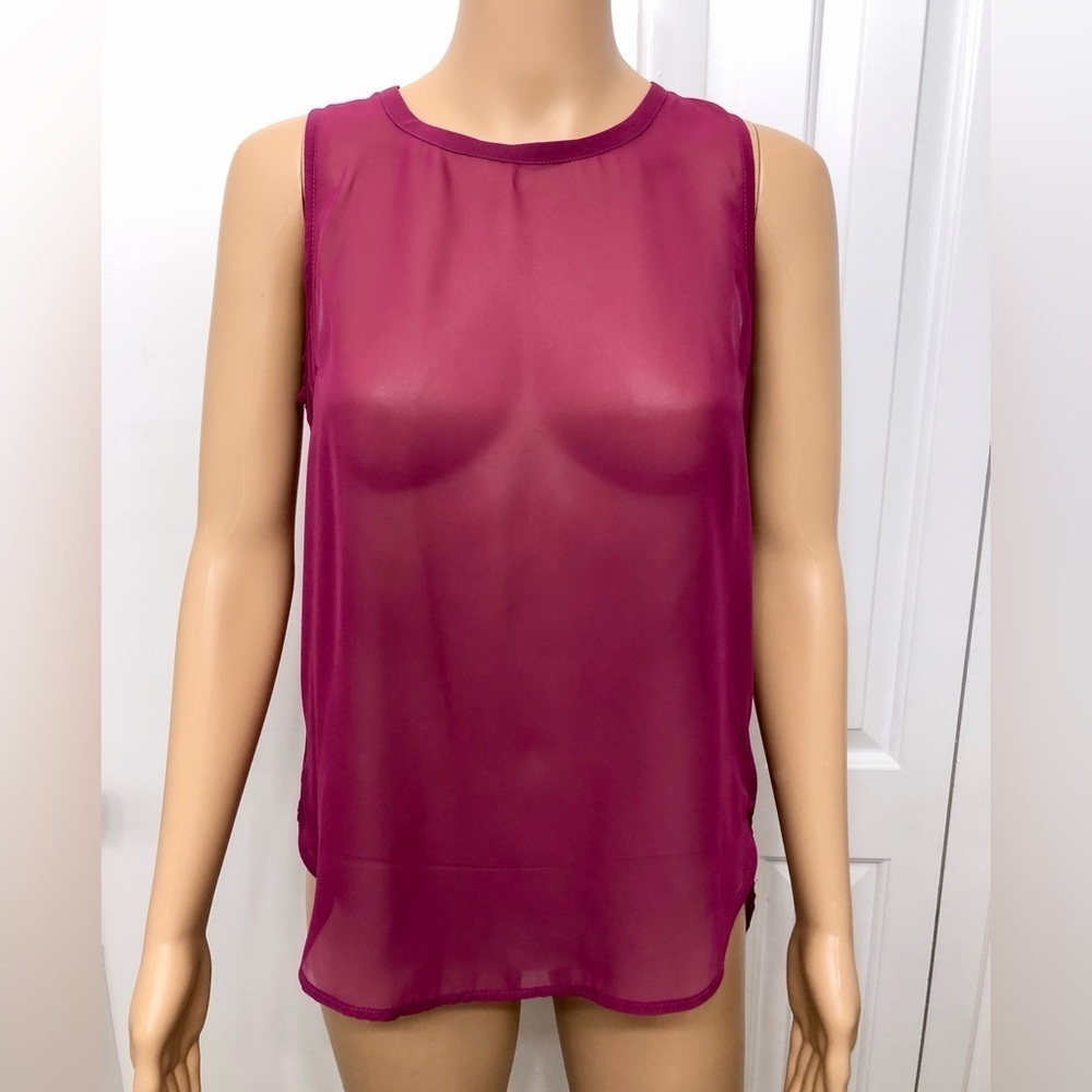 Banana Republic | Raspberry Pleated back Chiffon Shirt Top Blouse Size XS